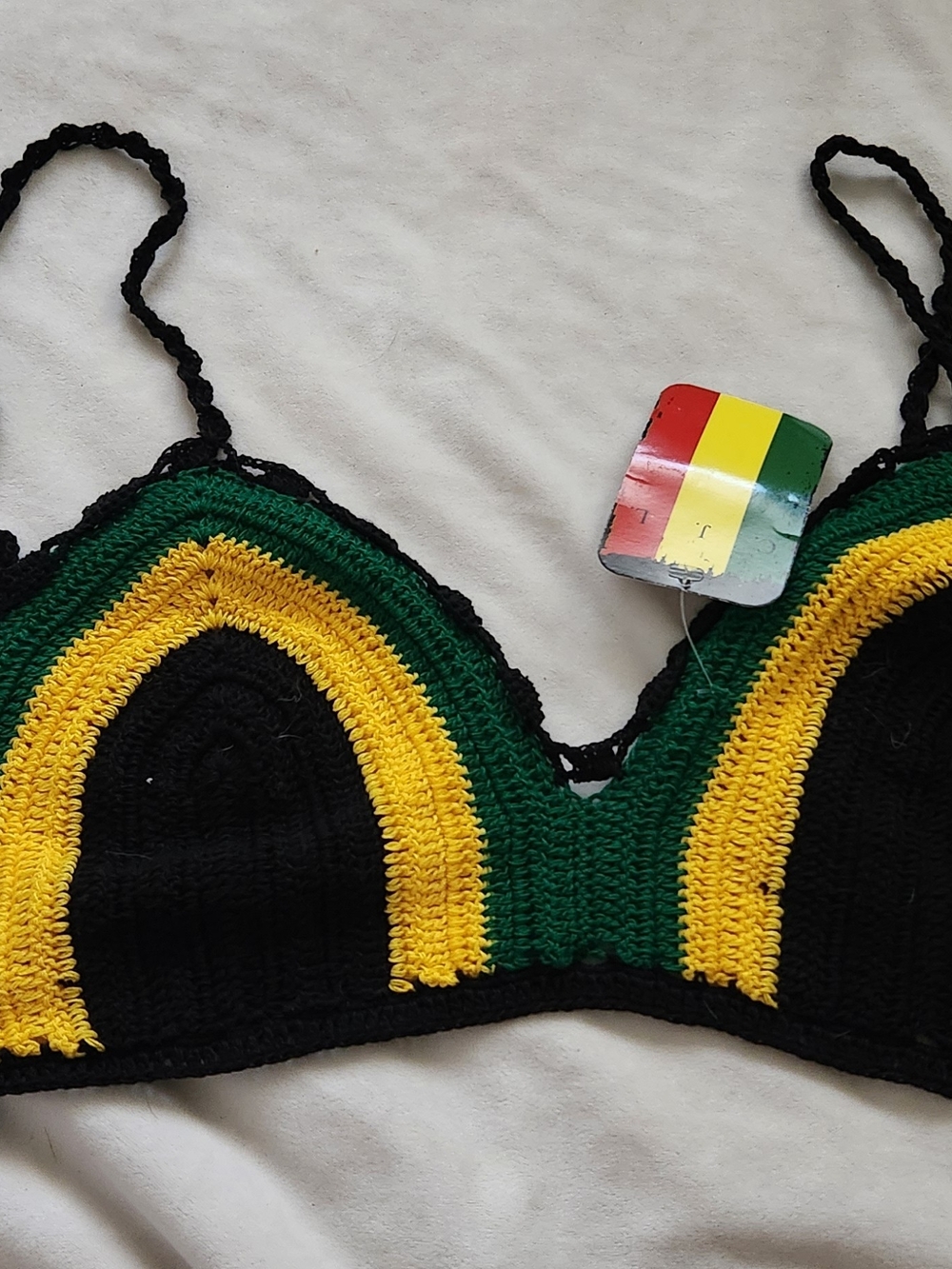 Crochet Bralette in Black, Green & Yellow - Women Intimates